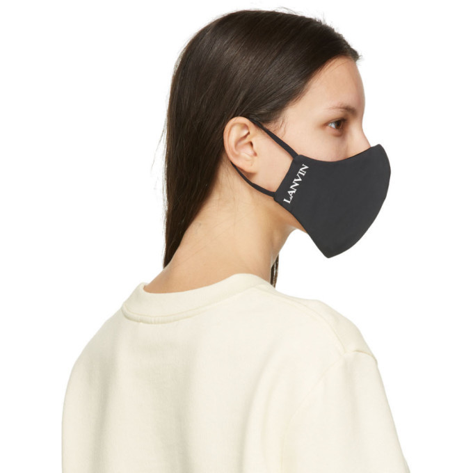 Lanvin Two-Pack Black and Navy Logo Face Masks Lanvin