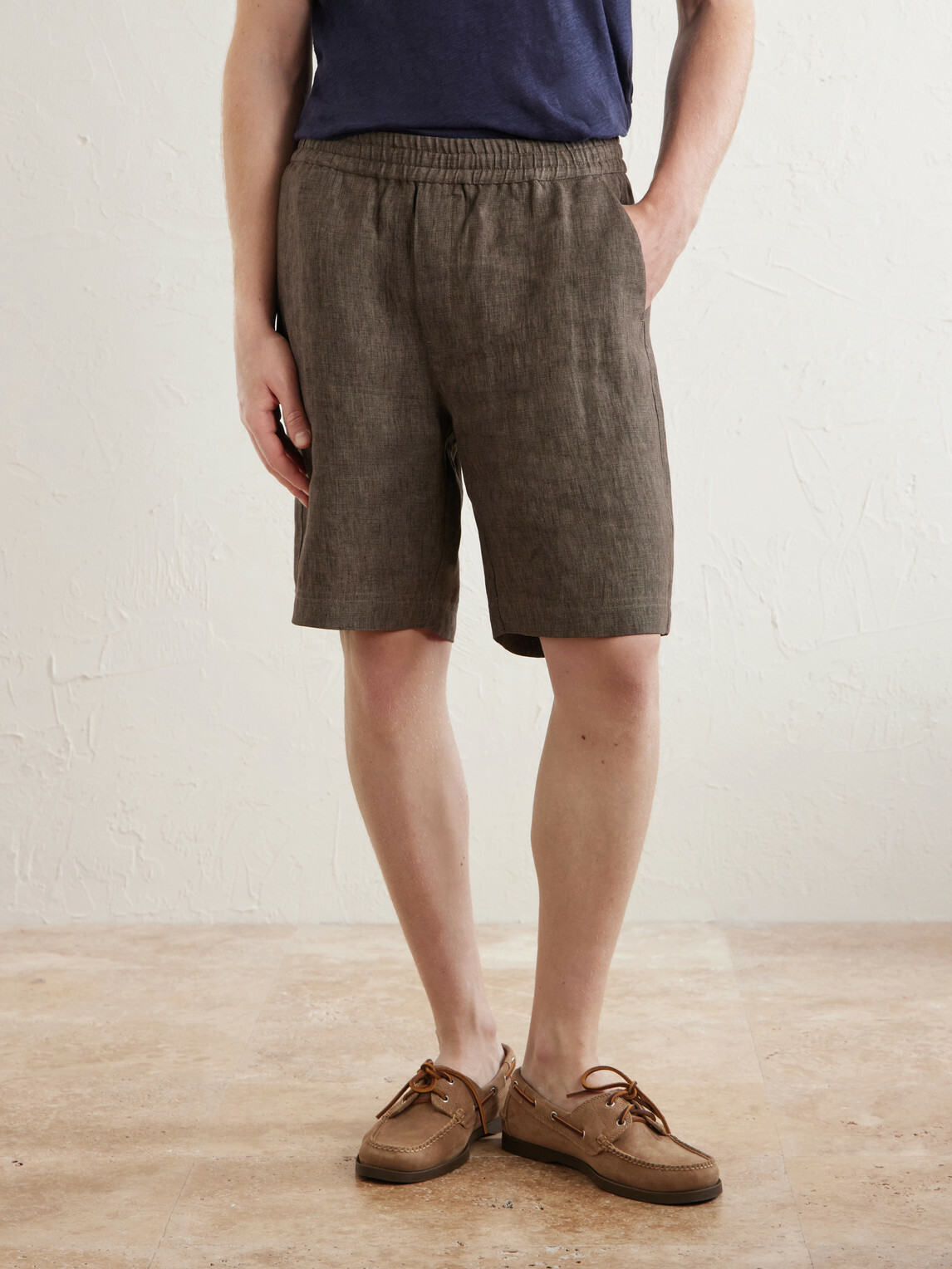 Sunspel - Straight-Leg Linen Shorts - Brown