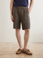 Sunspel - Straight-Leg Linen Shorts - Brown