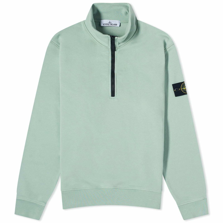 Photo: Stone Island Men's Garment Dyed Half Zip Sweat in Light Green