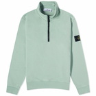 Stone Island Men's Garment Dyed Half Zip Sweat in Light Green