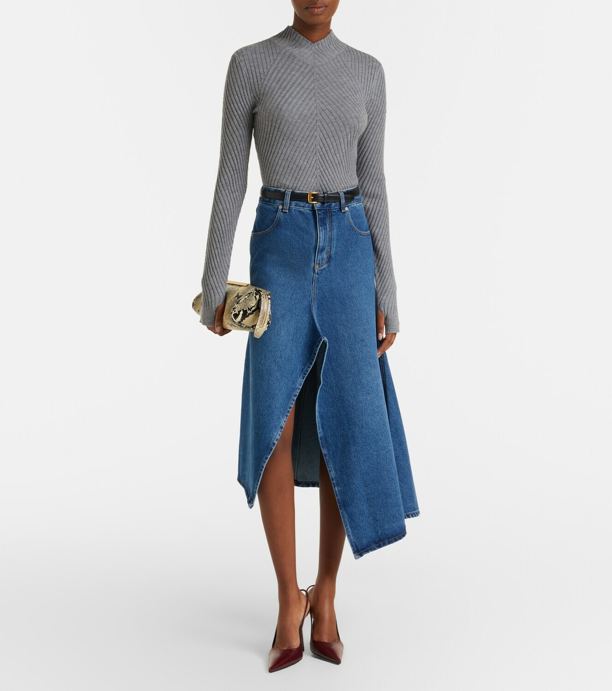 Victoria Beckham Georgia ribbed-knit wool top