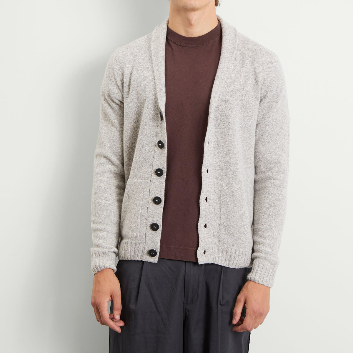 John Smedley Men's Rockford Cashmere Shawl Collar Cardigan in Polar