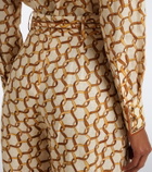 Zimmermann Belted printed linen wide-leg pants