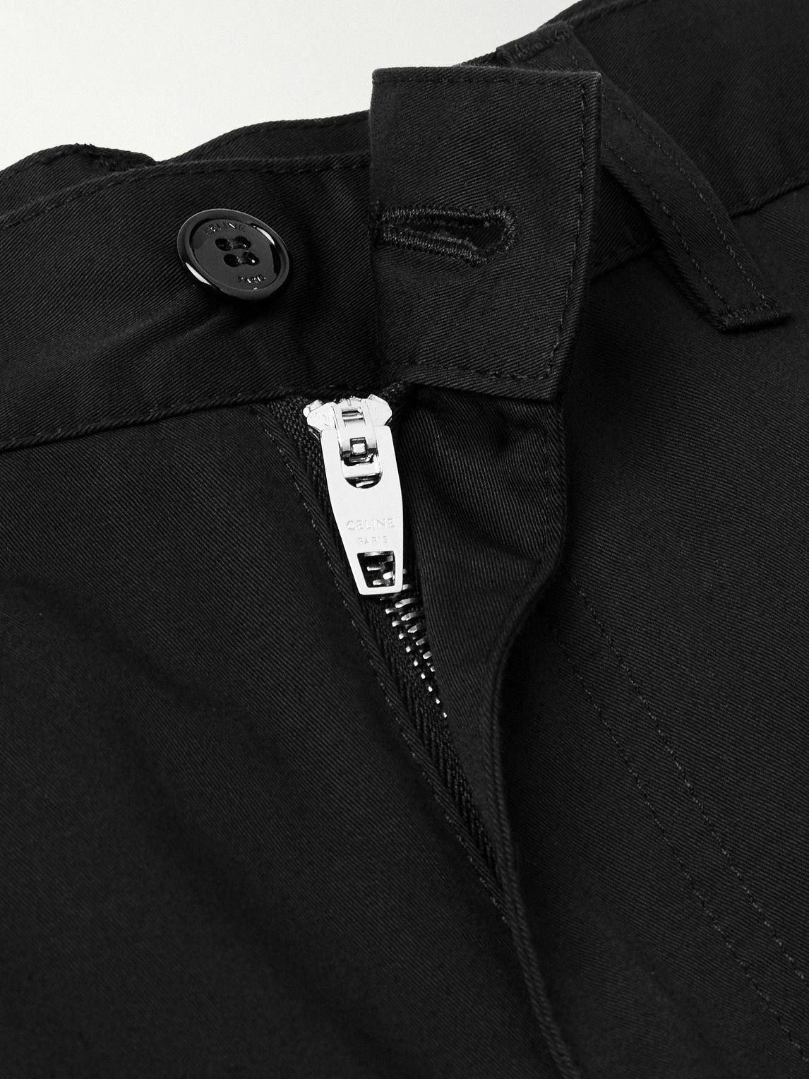 CELINE - Straight-Leg Cotton and Linen-Blend Cargo Trousers - Black