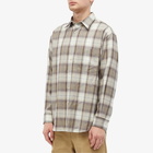 Auralee Men's Superlight Wool Check Shirt in Light Brown Check