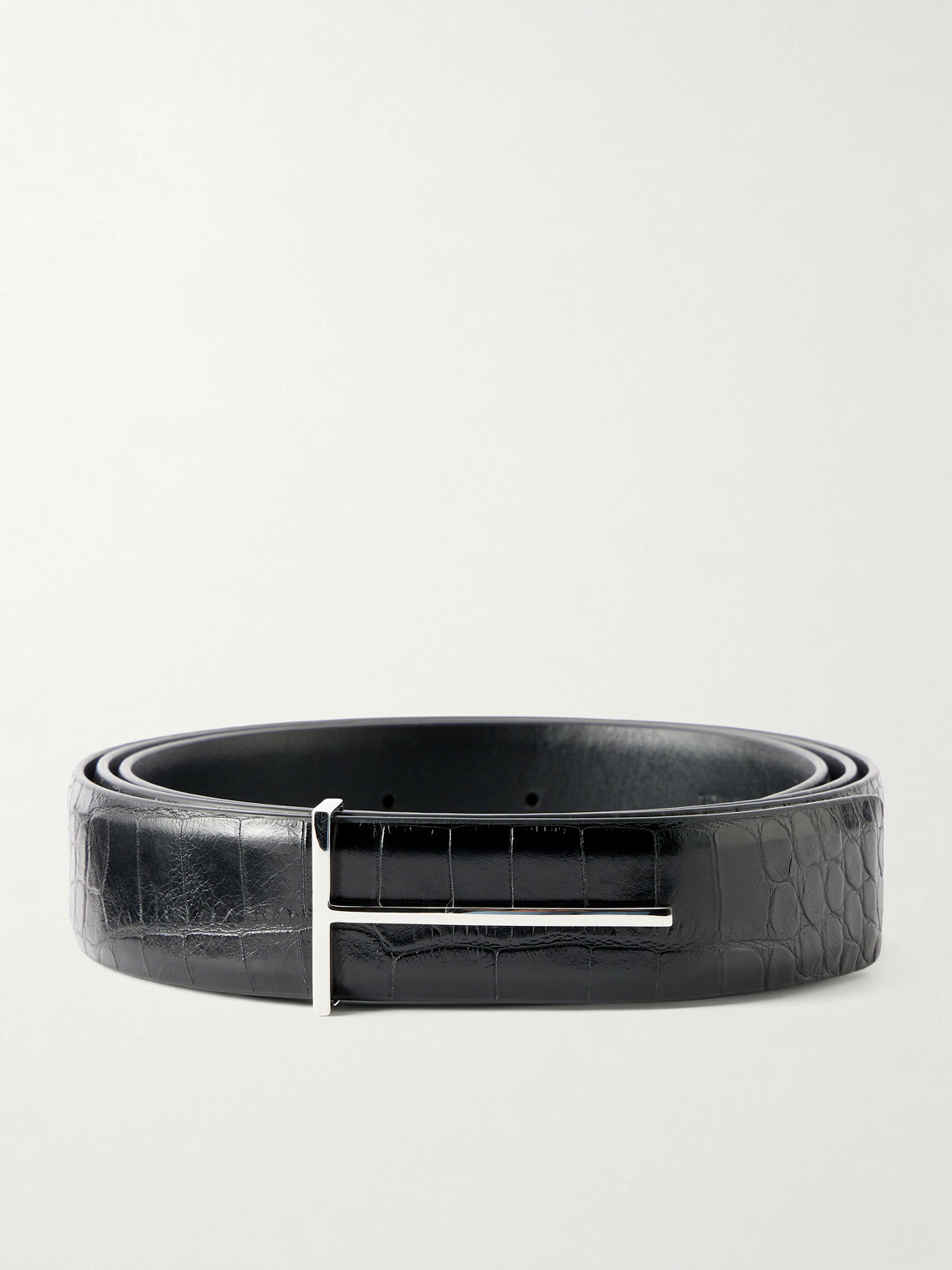 TOM FORD - 2.5 cm Croc-Effect Leather Belt - Black