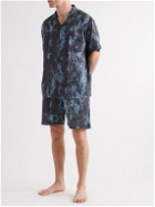 Desmond & Dempsey - Tie-Dyed Linen Pyjama Shorts - Blue