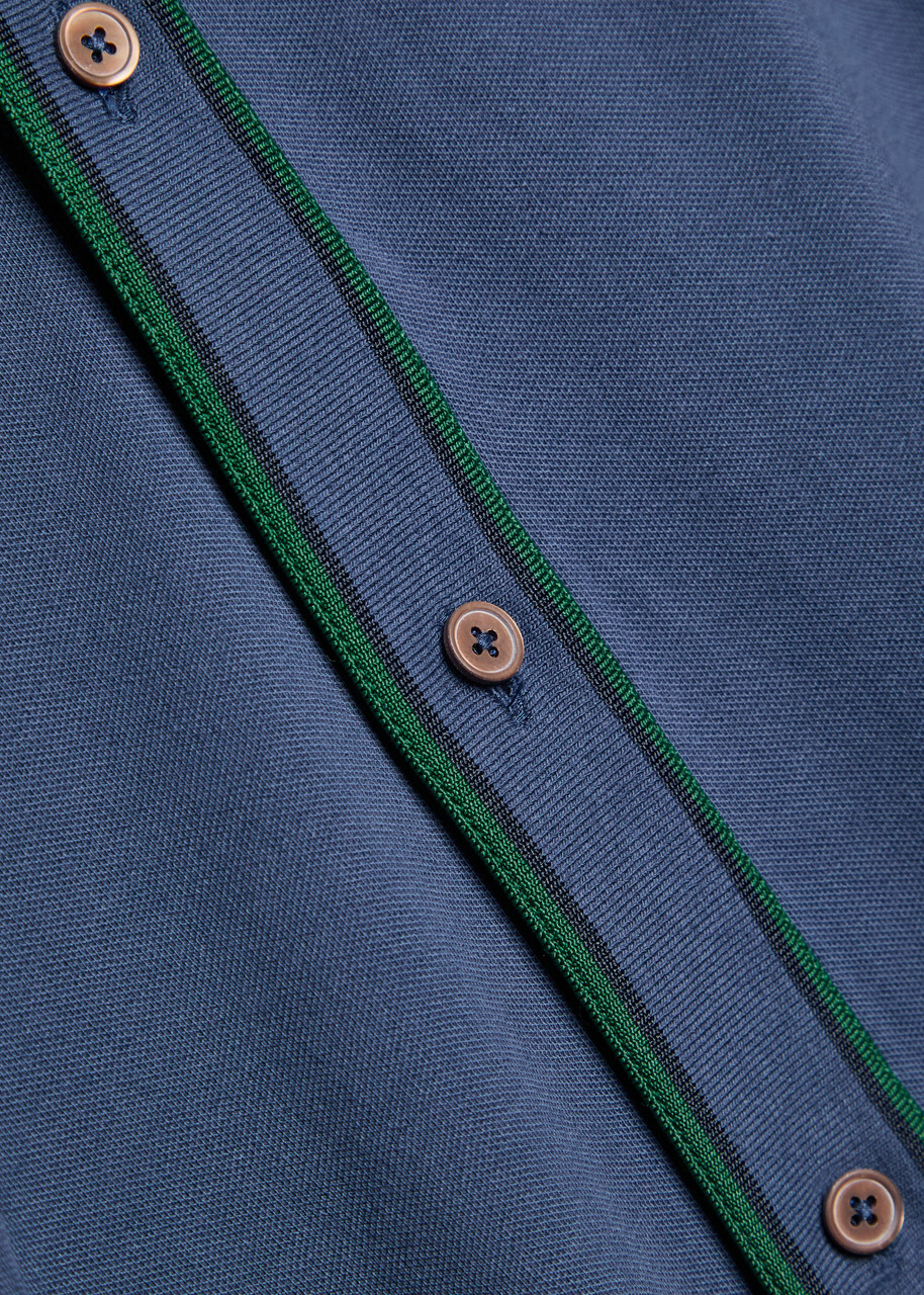 PS Paul Smith Striped-trim Piqué Stretch-cotton Shirt Blue