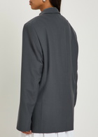 Lemaire Double-breasted Woven Blazer Dark Grey