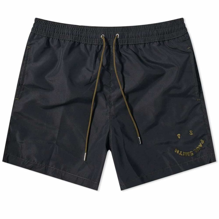 Photo: Paul Smith Men's Happy Swim Short in Black/Khaki