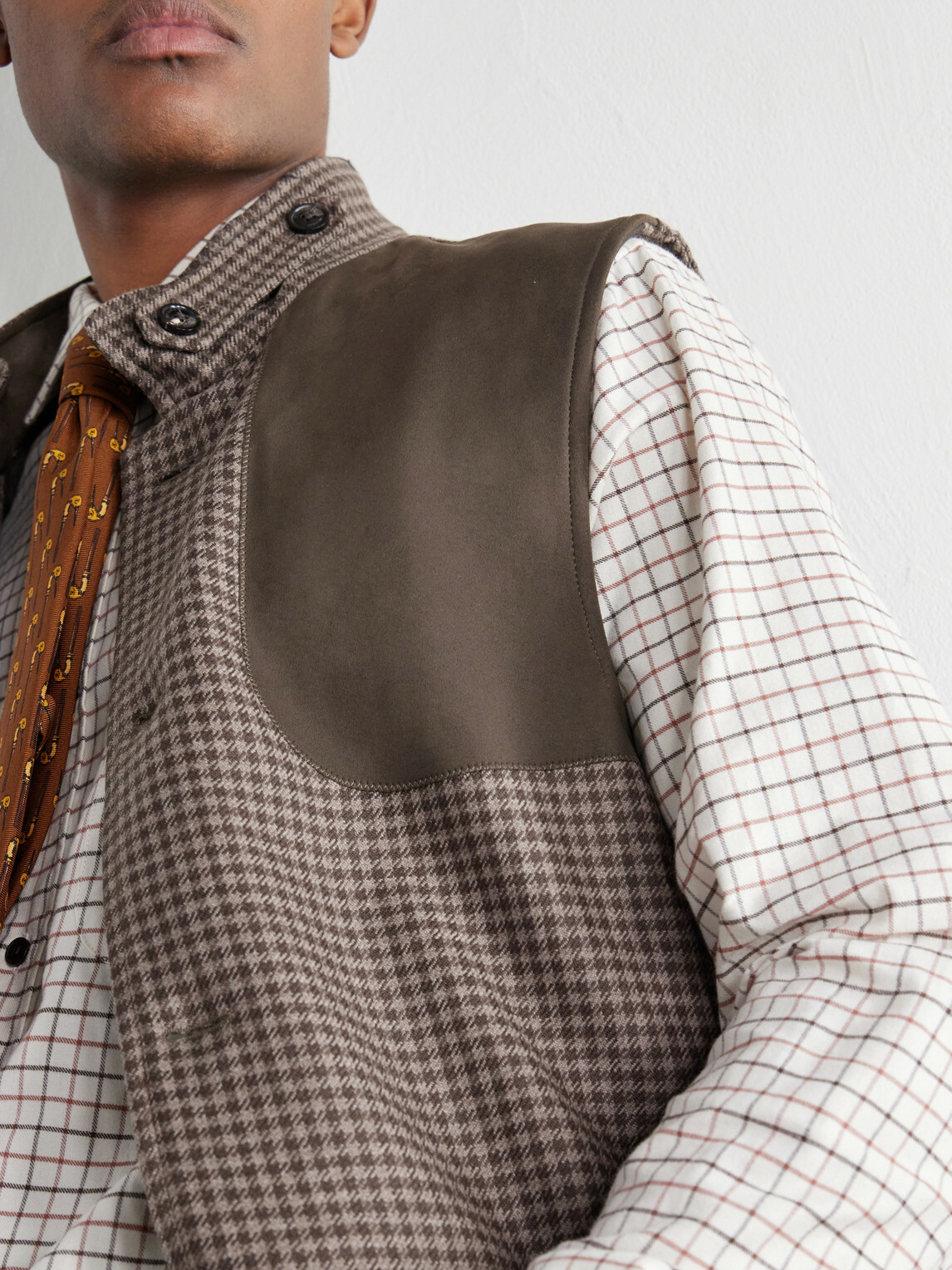 Purdey - Houndstooth Wool and Cashmere-Blend Tweed Gilet - Brown