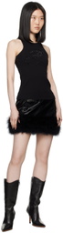 Blumarine Black Crystal-Cut Logo Tank Top