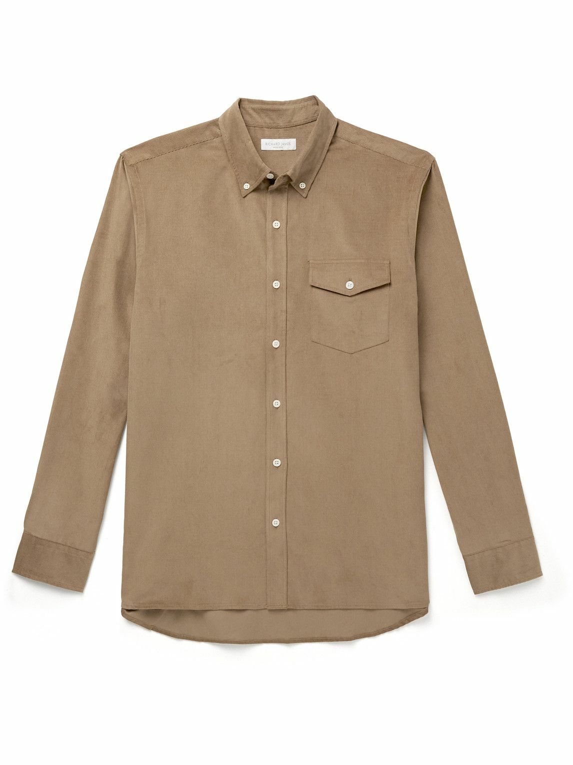 Richard James - Button-Down Collar Cotton-Corduroy Shirt - Brown