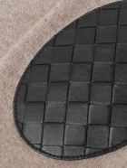 Bottega Veneta - Intrecciato Leather-Trimmed Cashmere-Blend Sweater - Brown