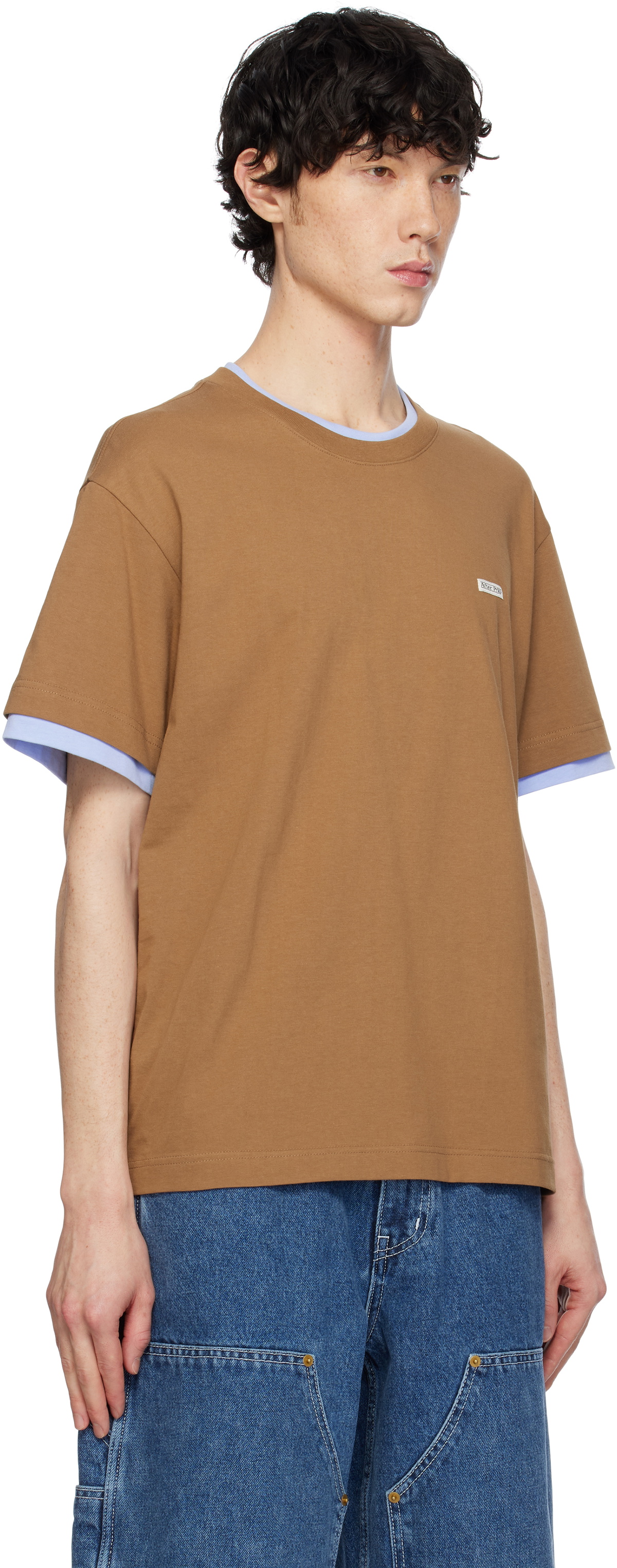 AFTER PRAY Brown Crepe Layered T-shirt