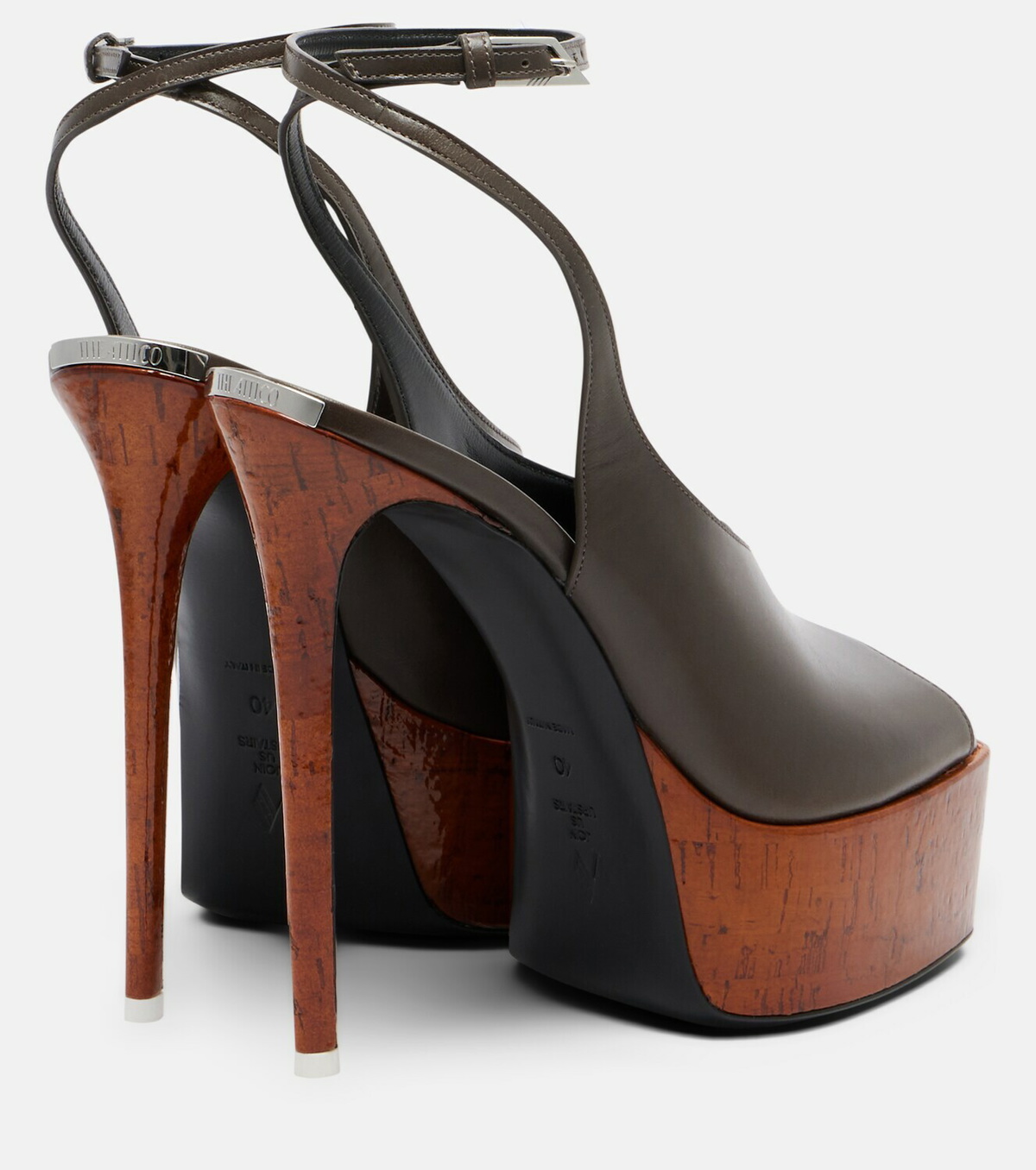 The Attico Ornella leather platform slingback pumps