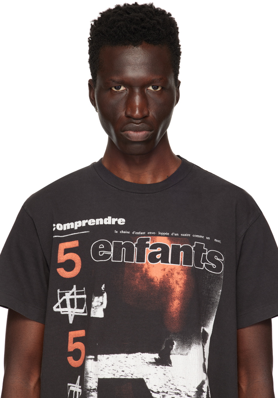 Enfants Riches Deprimes モノグラムシングルイヤリング Enfants Riches Déprimés Silver Iron Cross Single Hoop Earring
