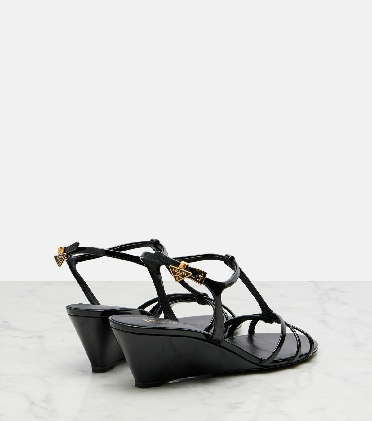 Prada Patent leather wedge sandals