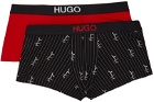 Hugo Two-Pack Black & Red Logo Trunk Boxers