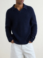 Aimé Leon Dore - Ribbed Cotton-Blend Bouclé Polo Shirt - Blue