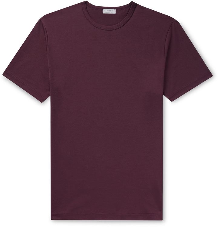 Photo: Sunspel - Slim-Fit Cotton-Jersey T-Shirt - Burgundy