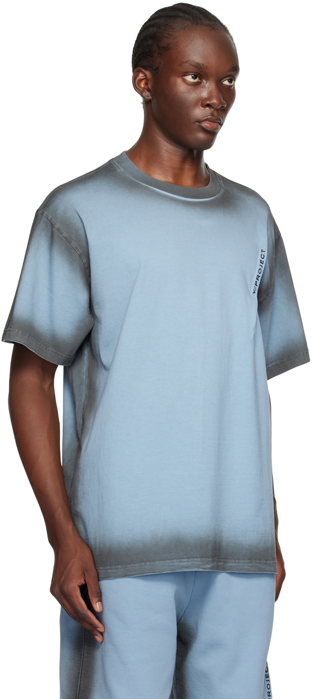 Y/Project Blue & Gray Pinched Logo T-Shirt