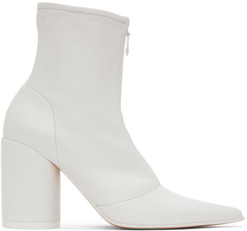 MM6 Maison Margiela White Front Zip Ankle Boots MM6 Maison