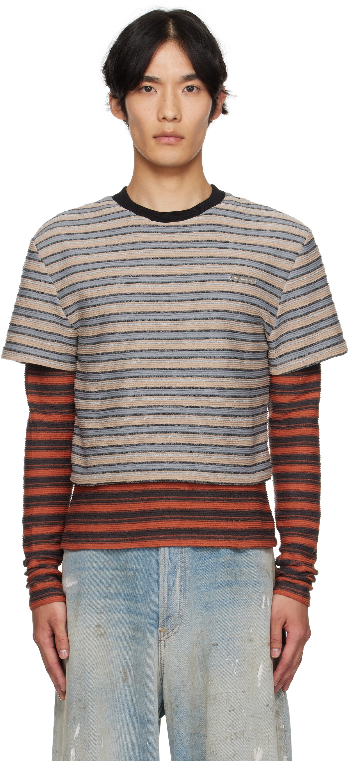 Andersson Bell Beige & Orange Stripe LS T-shirt