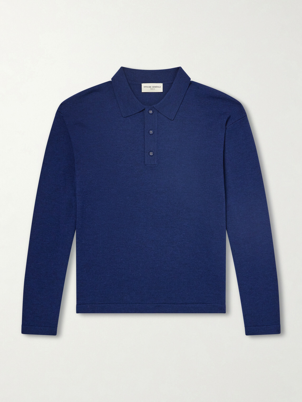 Officine Générale - Bay Merino Wool Polo Shirt - Blue