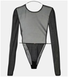 Saint Laurent Open-back silk-blend georgette bodysuit