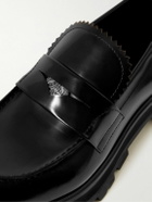 Alexander McQueen - Embellished Polished-Leather Penny Loafers - Black
