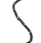 Mikia - Rainbow Obsidian, Silver-Plated and Glass Beaded Bracelet - Black