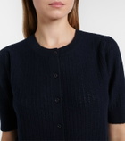Frame Ladder pointelle cashmere cardigan