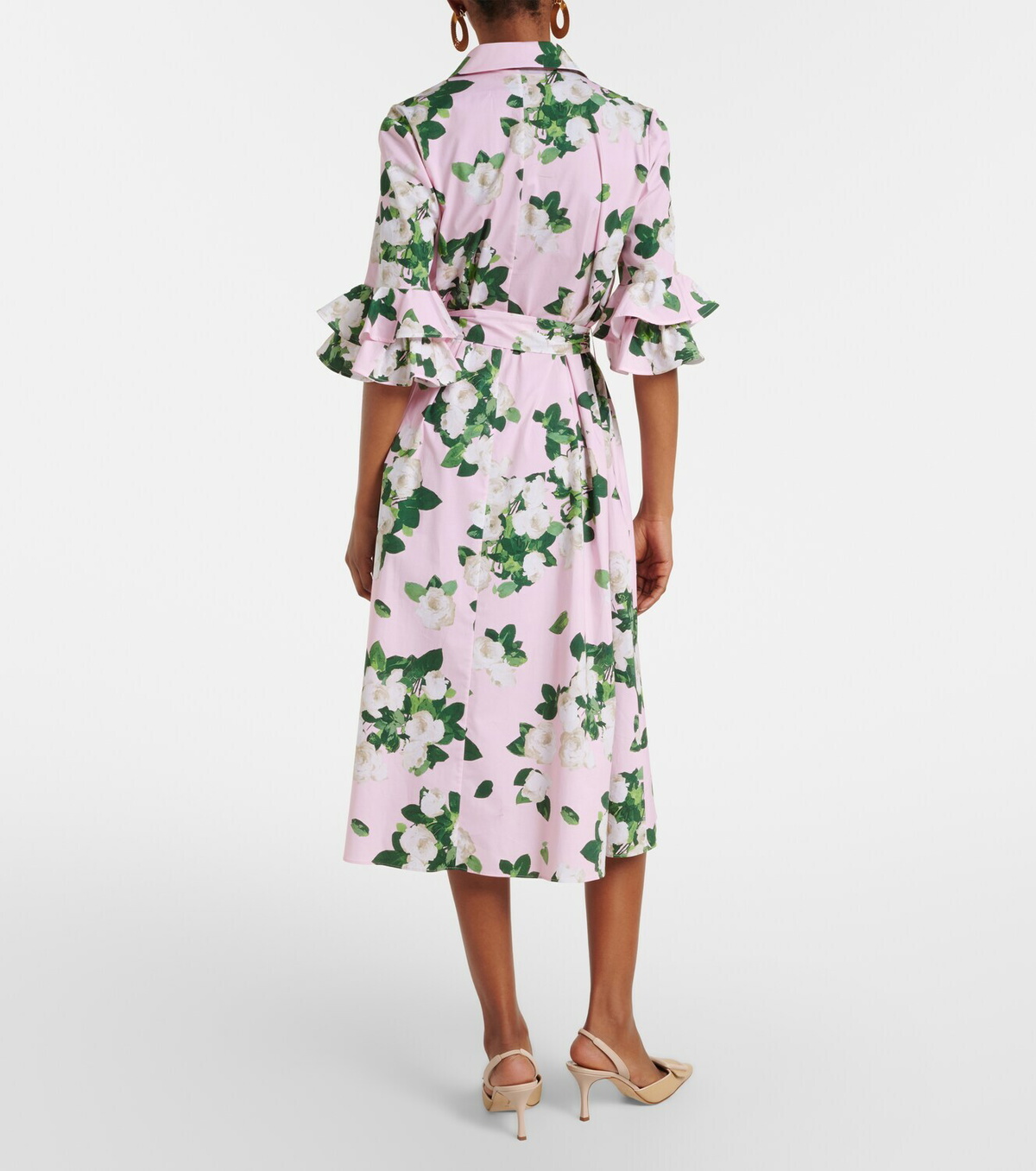 Carolina Herrera Belted floral cotton-blend shirt dress