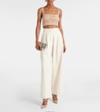 Elie Saab Macramé cotton-blend crop top