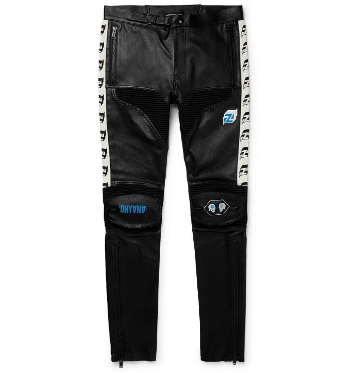 Photo: Undercover - Skinny-Fit Printed Leather Biker Trousers - Black