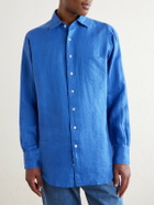 Drake's - Linen Shirt - Blue