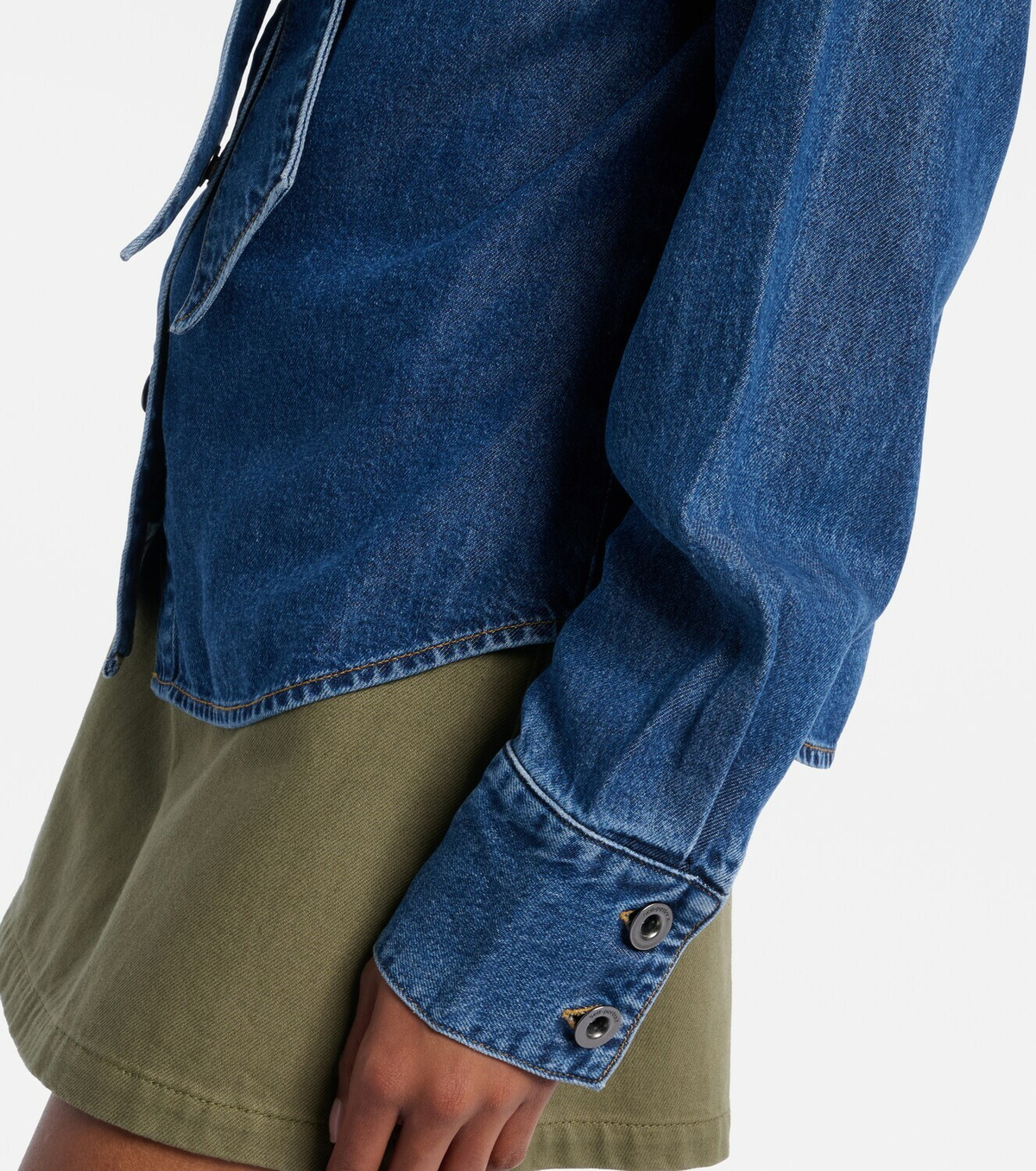 Self-Portrait Bow-detail denim shirt