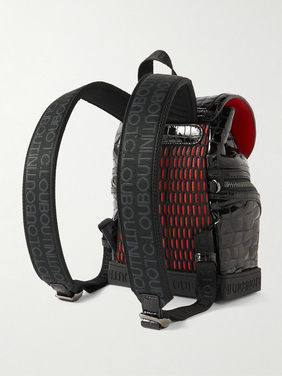 Christian Louboutin - Explorafunk Small Croc-Effect Patent-Leather Backpack