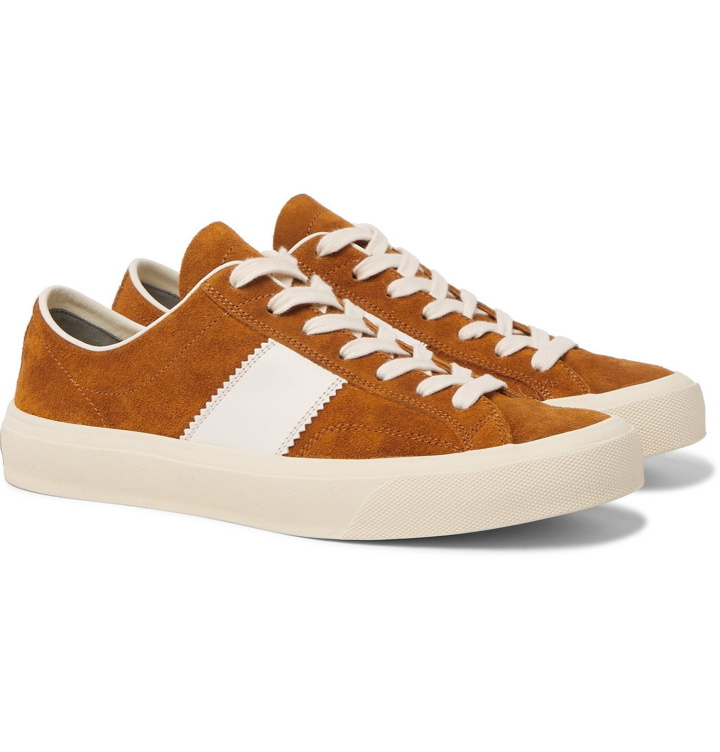 Photo: TOM FORD - Cambridge Leather-Trimmed Suede Sneakers - Brown