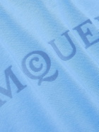 McQueen - Logo-Flocked Cotton-Jersey T-Shirt - Blue