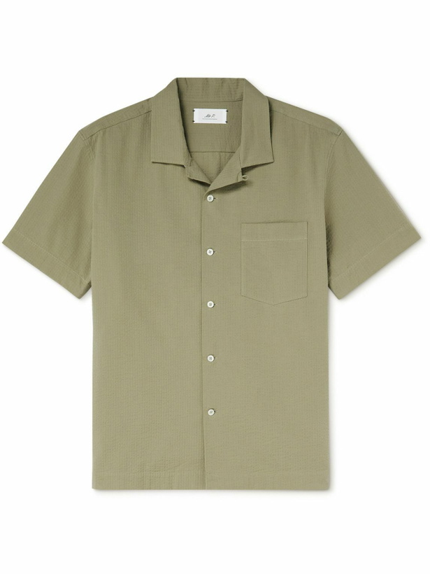Photo: Mr P. - Camp-Collar Cotton-Seersucker Shirt - Green