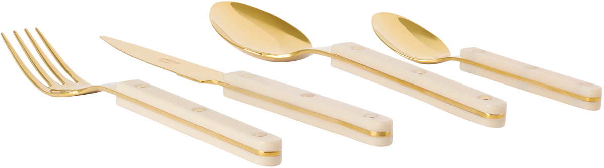 Sabre Gold & Off-White Bistrot Cutlery Set, 4 pcs