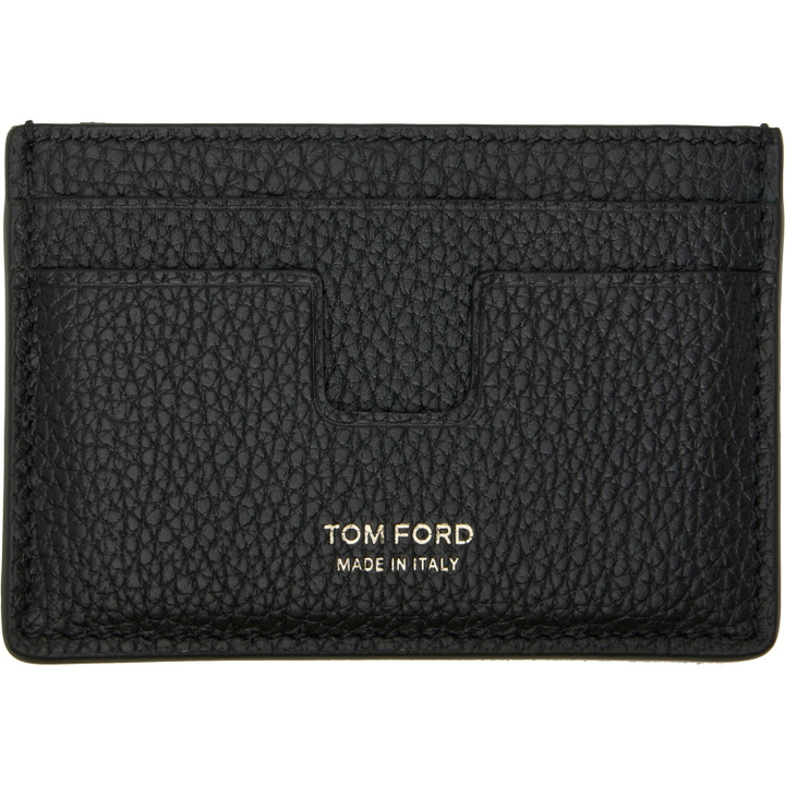 Photo: TOM FORD Black Grain Leather Classic Card Holder
