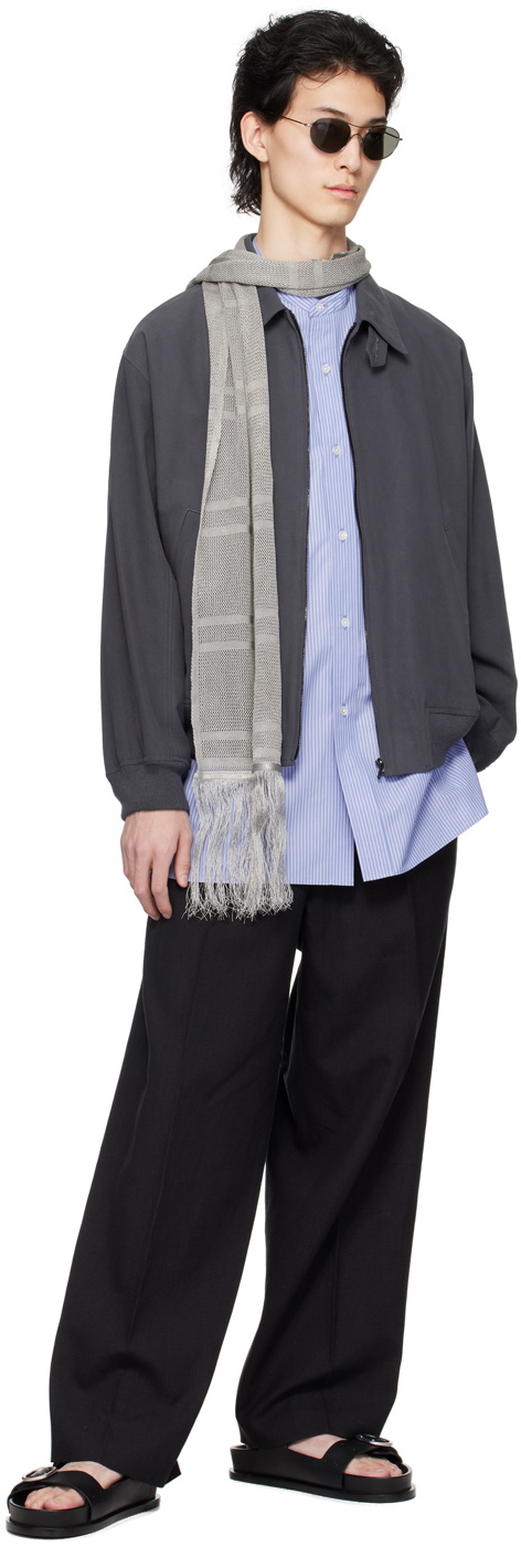 YLÈVE Gray Spread Collar Bomber Jacket