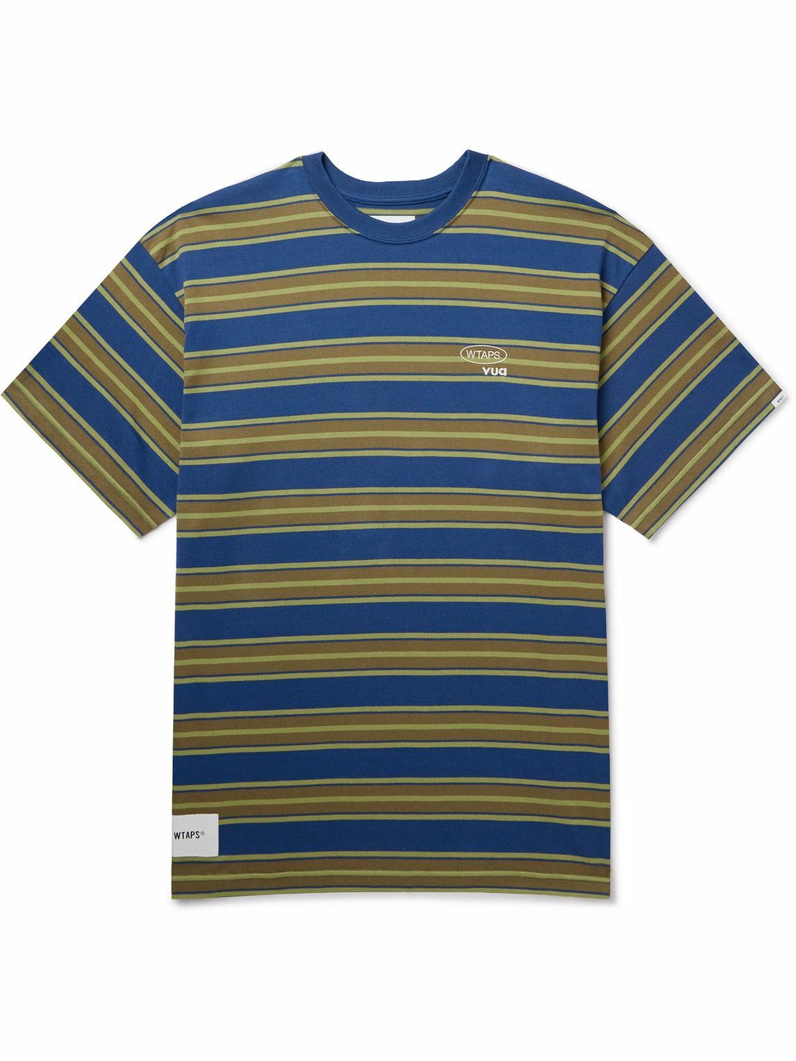 WTAPS - Logo-Embroidered Striped Cotton-Jersey T-Shirt - Blue WTAPS