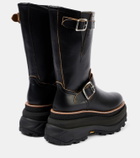 Sacai Leather platform biker boots