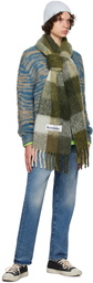 Acne Studios Taupe & Green Check Scarf