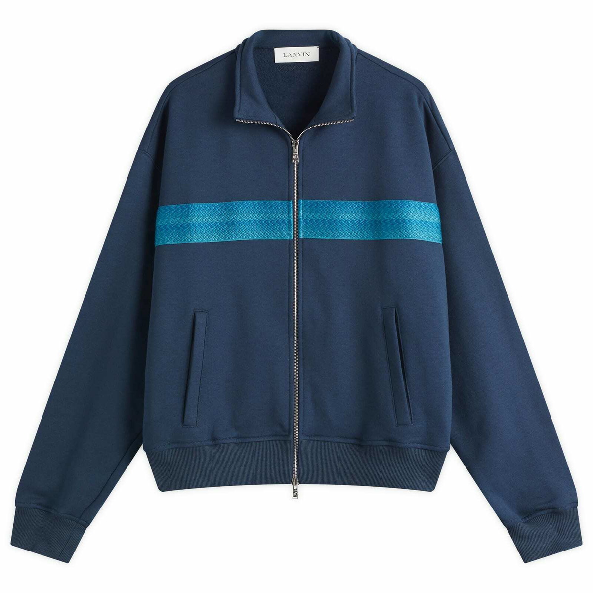 Lanvin Men's Curb Zipped Track Jacket in Petrol Blue Lanvin
